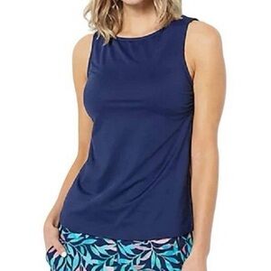 Women's Mastectomy Tugless High Neck Strappy Back Tankini Swimsuit Top. Sz 10.